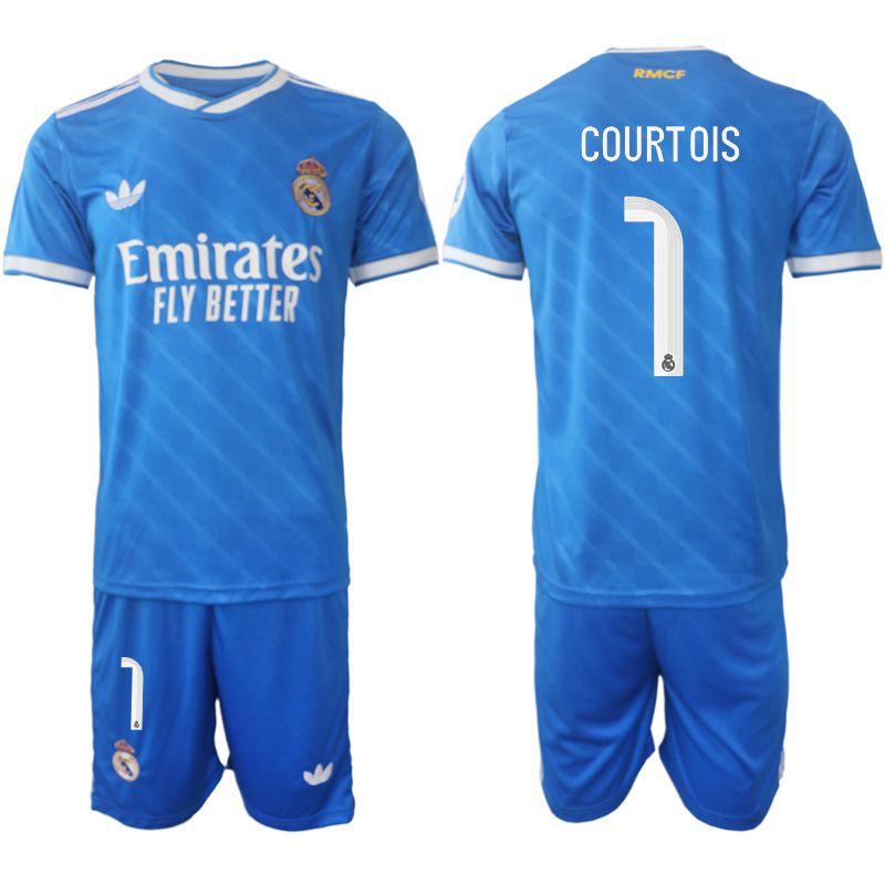 Men 2025-2026 Club Real Madrid away blue #1 Soccer Jersey1->real madrid jersey->Soccer Club Jersey